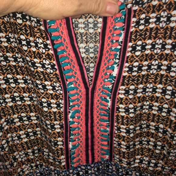 Ranna Gill Tan and Brown Graphic Tank Top 21” pit to pit. 26” length bohemian - Picture 3 of 7